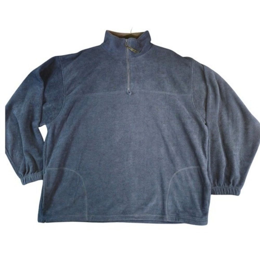 ROUNDY RIDGE‎ Pullover Sweater Mens XXL Blue Quarter Zip Cozy Fleece Outdoor NEW